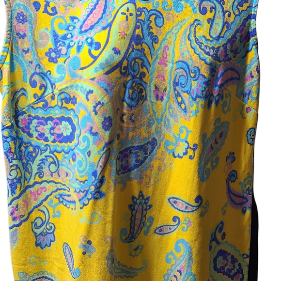 Isaac Mizrahi Live Yellow Paisley Sleeveless Dress Size Large - Picture 8 of 9